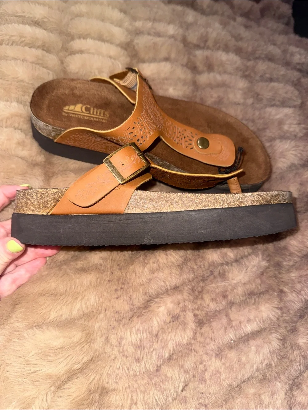 New cliffs by white  Mountain,  Dark Brown Braided Sandals, sz 7